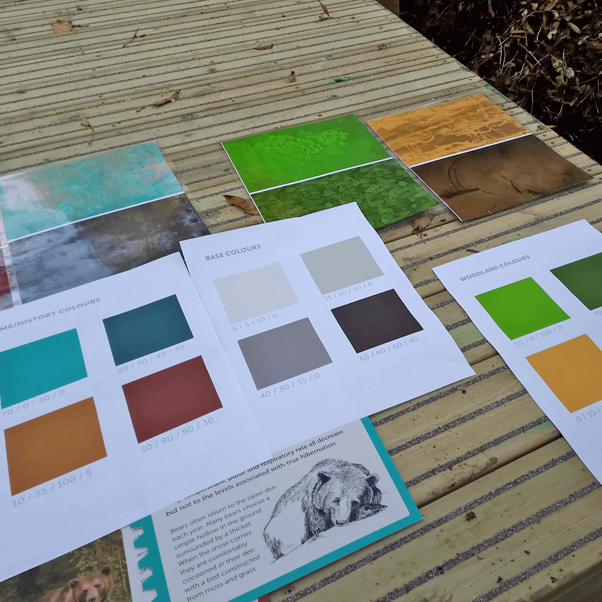 Test print-outs to review proposed colour schemes on-site